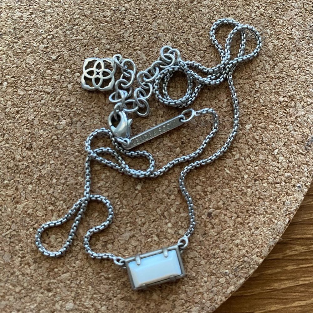 Kendra Scott Silver Necklace with White Bar Pendant - Picture 2 of 2